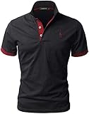 GNRSPTY Poloshirt Herren Kurzarm Polohemd Giraffe Stickerei Einfarbig T-Shirt S-XXL,Schwarz,XXL