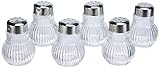 Fackelmann Mini-Streuer RUBIN, Salz- und Pfefferstreuer aus Glas, Gewürzstreuer für einfaches Dosieren (Farbe: Silber/Transparent), Menge: 6 Stück