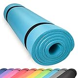 diMio Komfort-Gymnastikmatte Yogamatte in 185x60x1cm, 185x60x1.5cm, 185x90x1.5cm, 200x100x2 mit Tragegurt Phtalatfrei + SGS-geprüft [100x200x2cm, Skyblue]