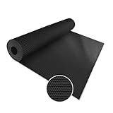PVC Bodenbelag HEXAGON 120 x 100 cm - Gummimatte 2mm Stärke - Antirutschmatte - Gummi Meterware Bodenbelag universell einsetzbar - Rutschhemmend, dämpfend & dämmend Schwarz