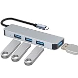 USB Hub, 4 USB, 5Gbps, 4 in 1 USB-Verteiler Kompatibel mit MacBook Pro und MacBook Air, Docking Station Kompatibel mit MacBook Adapter