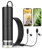 USB Mikroskop Handy, 1080P HD Kompatibel mit iOS,Android,Tablet,10 Bis 200X tragbares Taschenmikroskop,3 Stufen einstellbar LED Lights Mikroskop Digital,Tragbares Mikroskop für Erwachsene und Kinder