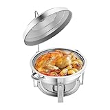 TanjcXliu Warmhaltebehälter Essen 7.5L Edelstahl Chafing Dish Rund Thermoschüssel mit Deckel Catering Zubehör Buffet Warmhaltetopf für Hotels, Buffets, Restaurants, Familientreffen Speisewärmer ﻿