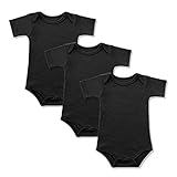 BINIDUCKLING Baby Jungen Body Kurzarm 3-Pack Schwarz 12 Monate