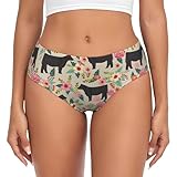 Red Flower Show Steer Cows Cattle Print Damen Slip XS S M L XL XXL 3XL 4XL Plus Size Slip Bikini Damen Unterhosen, Schwarz, X-Large