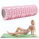 Pilates Rolle Inkl Yoga Säule - Rosa Faszienrolle Sport Schaumstoff Rolle Multifunktionale Schaumstoffrolle eignet Sich ideal für Muskelkräftigung, Fitness und Massage der Faszien.