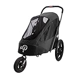 Petique Breeze Große Hundebuggy Hundewagen wandelbar Fahrradanhänger für Hunde mit Luftreifen, Schwarz, 1 Stück (1er Pack)