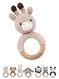 Bärenfreunde® - Personalisierter Beißring Baby - Niedlicher Greifling für Baby's ab 0 Monate - Babyrassel mit Name als Baby Geschenk für Mädchen und Jungen (Giraffe,ohne Name)
