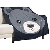 DWVTMNS Flanelldecke, Queen-Size-Größe, Baumwolldecken, Plüsch, Sofa, Couch, Steppdecke, Bärenkopf, doppelseitiger Druck, kein Pilling, bequemer Überwurf, 127 x 152 cm, 178 x 203 cm