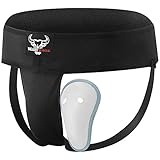 Boxen Tiefschutz Cup Herren schweißabsorbierend belüftet verstellbar Sparring Tiefschutz Jockstrap Taekwondo Karate Training Unterwäsche Jiu Jitsu BJJ Schutz Kickboxen MMA Muay Thai (XL, Schwarz)
