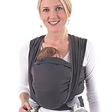 Hoppediz gewebtes Baby-Tragetuch ab Geburt, Neugeboren bis Kleinkind, 100% Baumwolle, London grau 3,70 m