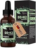 Vihado Vitamin D3 K2 Tropfen hochdosiert für Erwachsene, XXL Packung mit 1000 IE Vitamin D3, Premium Reinheit ohne Zusätze, 50 ml (1.700 Tropfen)