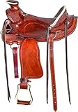 Premium Leder Pferd Watbaum Western Leder Ranch Roping Work Horse Sattel Premium Ledersattel für Ranch- und Seilarbeiten in Tunner Wade, 38,1 cm