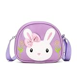 XIABYAYU Handtasche Mädchen, Mädchen Umhängetasche, Handtasche Kinder, Kleine Umhängetasche, Lila Tasche Mädchen, Kaninchen Tasche für Geburtstag Ostern
