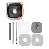 Wischeimer-Set mit 2-teiligem Tuch, um 360 Grad drehbares Mikrofaser-Wischwerkzeug, Trocken- und Nass-Bodenwischsystem für den Heimgebrauch, Griff aus Aluminiumlegierung und