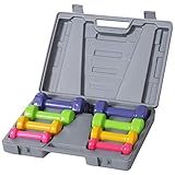 HOMCOM Set von 8 tragbaren Hanteln 4 Paare von 0,5kg 1 kg 1,5 kg 2kg Outdoor Gym Übung Box Home Training Metall 41x30x8 cm Multicolour