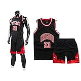 Basketball Trikot Shirt und Shorts, Erwachsene Basketball Jersey, Basketball ärmellose Anzug, Basketball Sportbekleidung, T-Shirt Weste + Shorts, Jugendlich Sweatshirt（3XL,Schwarz）