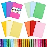 Koogel 24 Stück Klein Notizblock Blanko, A6 Notizbuch Journal Tagebuch Notizblöcke Schulhefte 14cm x 9cm Notizbücher mit Kraftpapier-Einband 12 Farben