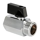 Messing Mini Kugelhahn G1/2' IG x AG,DN15,Mini-Kugelhahn Absperrhahn,Absperrventil verchromt G1/2' Innen(Ø19,5mm) x Außen(Ø20,3mm),Gewindefitting Messing Anschlussstücke