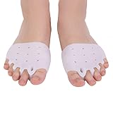 Disnace 2 Paar Gel Vorfußpolster, Fußballen Metatarsal Pads, Mittelfuß Pads, Silikon Vorfuß Pad, Fußpolster, Vorfußpolster, Druckstellen Schutz Fuß - Verbessert Komfort & Schmerzlinderung (Weiß)