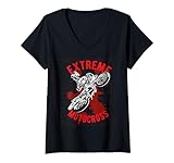 Damen Motocross Motorcross Jungen und Mädchen Cross Geschenkidee T-Shirt mit V-Ausschnitt