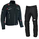 BOSmoto Motorradkombi Herren 2-teiler mit Protektoren – Leichte Textiljacke und Hose für den Sommer,Herren Motorrad Textil kombi,Motorrad Kombi (BLACK, XL)