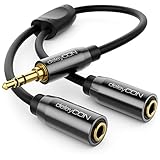 deleyCON 0,20m Audio Klinken Y Splitter Kabel Y-Adapter Kabel - AUX - 3,5mm Klinken Stecker auf 2X 3,5mm Klinken Buchse - 3,5mm Stereo Klinke