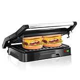 KEINVE Kontaktgrill für Sandwiches, Steak, Panini Grill und Sandwichmaker mit Antihaftbeschichtet, 850W, 23 x 14,5cm, 180º Öffnung, Leicht zu Reinigen.