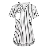 Stilltop Umstandstop Oberteil für Schwangerschaft mit Stillfunktion, Damen Stillshirt Schwangerschaftsshirt V-Ausschnitt Umstandsshirt Kurzarm Nursing Tops Umstandsmode Lässig (Dark Gray, XXL)