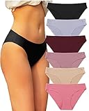 FINETOO 6er Pack Damen Seamless Slips Nahtlo Hipster Unsichtbare Unterhosen Sexy Unterwäsche Bequem Dessous Frauen Panties Bikini Mehrpack XS-XL