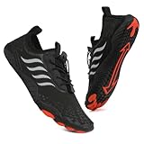 Badeschuhe Wasserschuhe Herren Damen Strandschuhe Barfußschuhe Sommer Schwimmschuhe Aquaschuhe Schnell Trocknen Surfschuhe Schwarz EU44