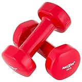 MAXXIVA Hantelset Kurzhanteln Vinyl Stahlkern Fausthanteln Gymnastikhanteln Sport Krafttraining Fitness Gewicht Farbe wählbar (rot (2 x 3 kg))