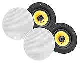 Pronomic 2er Set CLS-660 WH High-End Gewebe Einbaulautsprecher (2-Wege Decken-Lautsprecher Box, 6,5'/165 mm Woofer, 1,2'/30 mm Tweeter, 60 Watt RMS, Equalizer, Frequenzweiche) weiß