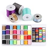 60 Farben Nähgarn Set, Mix-Farben Garnrollen Spulen und Nähgarn Polyester Nähmaschinengarn mit Aufbewahrungskoffer Geeignet zum Nähen von Hand und Nähen von Maschine