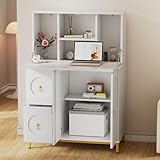 YuQozii Sekretär,Schreibtisch,Arbeitstisch,Computertisch,Weiß150cm hoch, 100cm breit