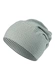 Sterntaler GOTS Beanie Ringel - Babymütze aus Singlejersey (Bio) gestreift - anschmiegsame Unisex Beanie Mütze variabel tragbar - Baby und Kinder Übergangsmütze, steingrün, Größe 49
