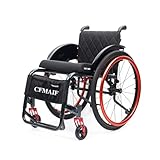 CFMAIF Selbstfahrende Rollstühle für Erwachsene, Leichter Sportrollstuhl, Reiserollstuhl, Aluminium Rollstuhl, mit Handbremsen(42cm/16.2in seat,Red)
