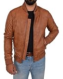 A1 FASHION GOODS Eddy Herren-Bomberjacke aus weichem Lammfell, enganliegend, Varsity, hautfarben, XXL