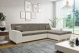 DOMO. collection Ecksofa Treviso, Schlafsofa in L-Form aus Kunstleder und Webstoff, Sofa, Couch mit Schlaffunktion, Eckcouch, Polsterecke, 267 x 178 x 83 cm (BxTxH), grau/weiß