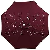 6/8 Struts Ersatzschirm für Luxus-Sonnenschirm, UV-Schutz Sonnenschirm Ersatzabdeckung, wasserdichte Ersatzdach für Garten, Hof, Patio ﻿,Burgundy,6 Ribs: 3 m/9.8ft