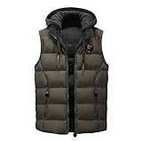 Mymyguoe Leichte Steppweste Herren Wendbar Daunenweste Thermo Kapuzenweste Warme Ärmellose Outdoorjacke Wandern Reisen Laufen Puffer Weste Sportweste Winter Warme Bodywarmer Gilet Ärmellos Jacke