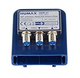 HUMAX Digital 2x1 DiSEqC Relais, SAT Verteiler zum Anschluss von 2 Single LNB an einen Receiver, SAT Multischalter 1 auf 2 mit Wetterschutzgehäuse, SAT Verstärker für Umschaltung bis zu 2 Satelliten