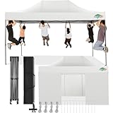 COBIZI Faltpavillon 3x4,5 Wasserdicht Stabil Winterfest mit Seitenwand,Pop Up Pavillon Partyzelt,Sonnenschutz Gartenpavillon,Pavillon Faltbar mit Handtasche(3 mal 4,5m Weiss)