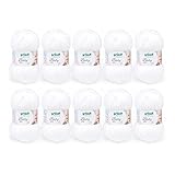 Gründl Wolle Baby uni - weiche Wolle zum Häkeln und Stricken - Babywolle - Babygarn - Weich und hautfreundlich - 70 % Polyacryl,30 % Polyamid - 10 Knäuel 50 g / 150 m - Nadelstärke 3,5 -4,5 - Weiß