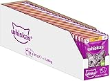 Whiskas 1+ Katzenfutter Hühnchen in Gelee, 28x85g (1 Packung) – Hochwertiges Nassfutter für ausgewachsene Katzen in 28 Portionsbeuteln