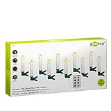 goobay 49873 Kabellose LED Weihnachtsbaumkerzen mit Timerfunktion/LED Kerzen mit Fernbedienung/Flackernde Flamme Christbaumkerzen/Elektrische Kerzen/Baumkerzen 10er Set/Weiß