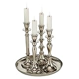 Boltze Kerzenleuchter 4 er inkl Teller Silber Alu Zeus 5 TLG