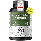 NATURE LOVE® Mariendistel, Artischockenextrakt, Löwenzahn & Desmodium 4-fach Komplex - 120 vegane Kapseln - Hochdosiert mit 80% Silymarin - Laborgerprüft, hochdosiert, in Deutschland produziert