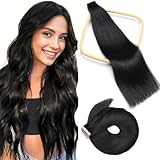 HotLulana Tape Extensions Echthaar Tief Schwarz Extensions Echthaar 14zoll/35cm 40g Invisible Remy 100% Natürliche Tape in Extensions Echthaar 20pcs Skin Weft Tape Ins Extensions #1.