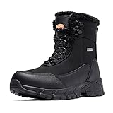 SHULOOK Winterstiefel Herren Wasserdicht Warm Gefüttert Schneestiefel Winterschuhe rutschfeste Hohe Wanderschuhe Outdoor Schuhe Winter für Wandern Arbeiten Camping (Schwarz EU 43)